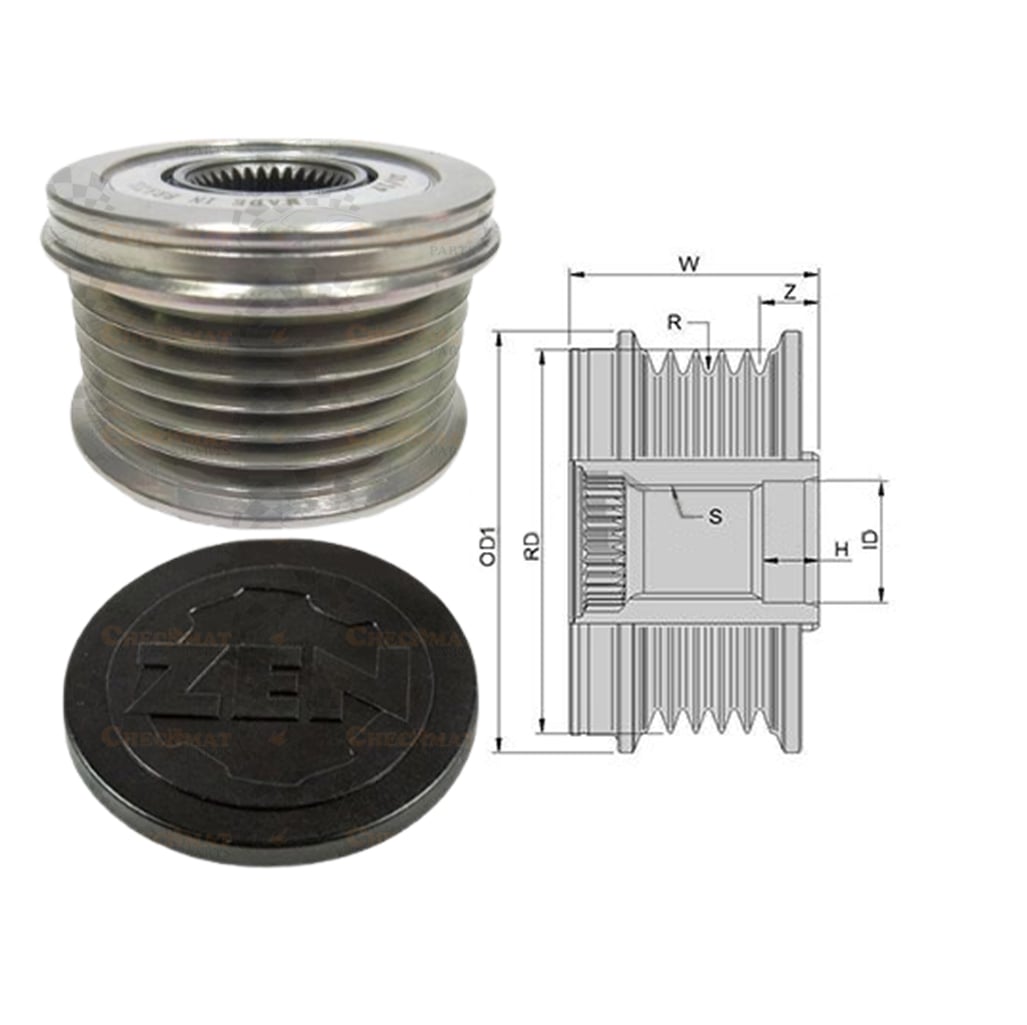 Alternator Clutch Pulley For 3.6L Chrysler 300, Dodge Charger, Durango, Jeep - A-Tech