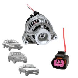Alternador Volkswagen Parati Saveiro Gol II III IV Quantum Santana 1.6 1.8 2.0 12v 90a Fixação Junta Polia 2 PK Cor Prata
