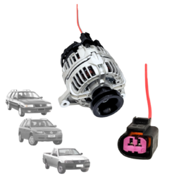 Alternador Volkswagen Parati Saveiro Gol II III IV  Quantum Santana 1.6 1.8 2.0 12v 90a Fixação Junta Polia 2 PK Cor Preta