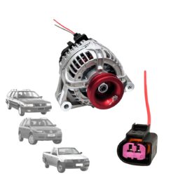 Alternador Volkswagen Parati Saveiro Gol II III IV Quantum Santana 1.6 1.8 2.0 12v 90a Fixação Junta Polia 2 PK Cor Vermelho